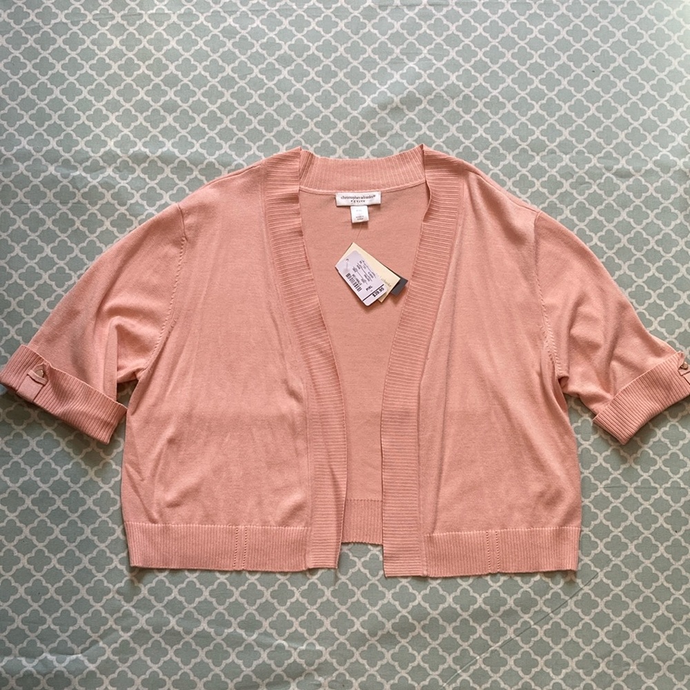 Christopher & Banks Blush Crop Sweater Cardigan Jacket XLP NWT